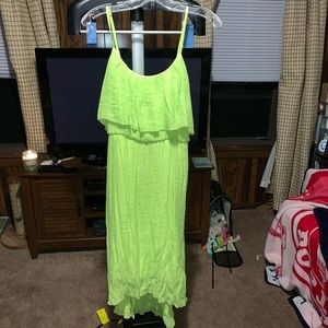 Lime green High low flowy dress